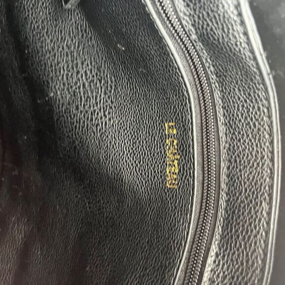 VTG Le Chateau Black Pebble Leather Chain Link Bucket Shoulder Bag Purse - Picture 6 of 11